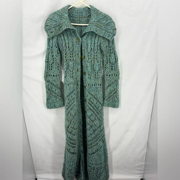 Free People Knit Duster Cardigan Boho Long Sweater Women’s Size Small bohemian - Picture 2 of 10